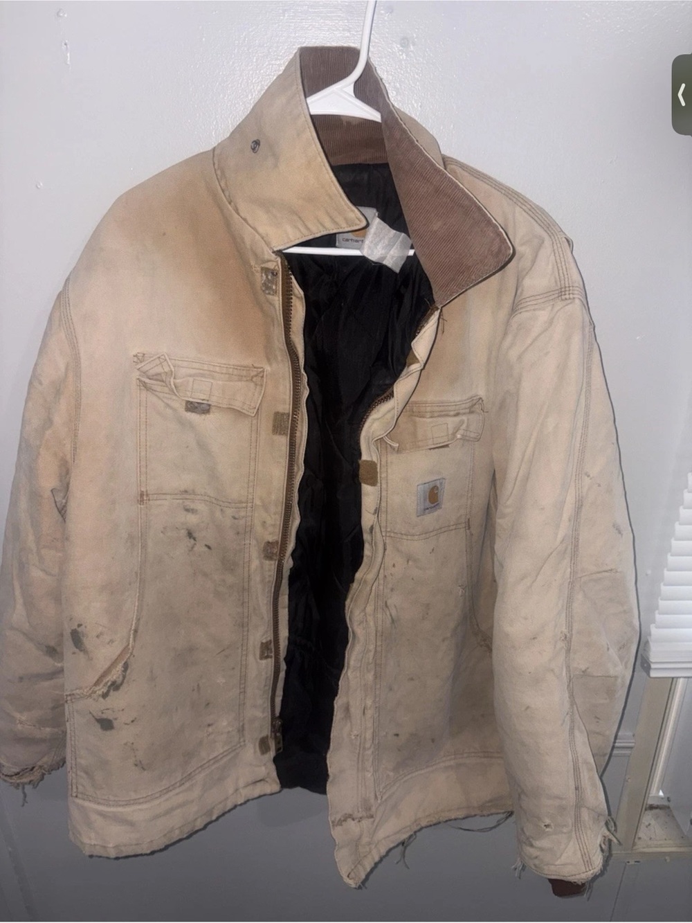 Carhartt Jacket Mens XL Regular Brown C03 BRN Distressed Style Quilted Canvas